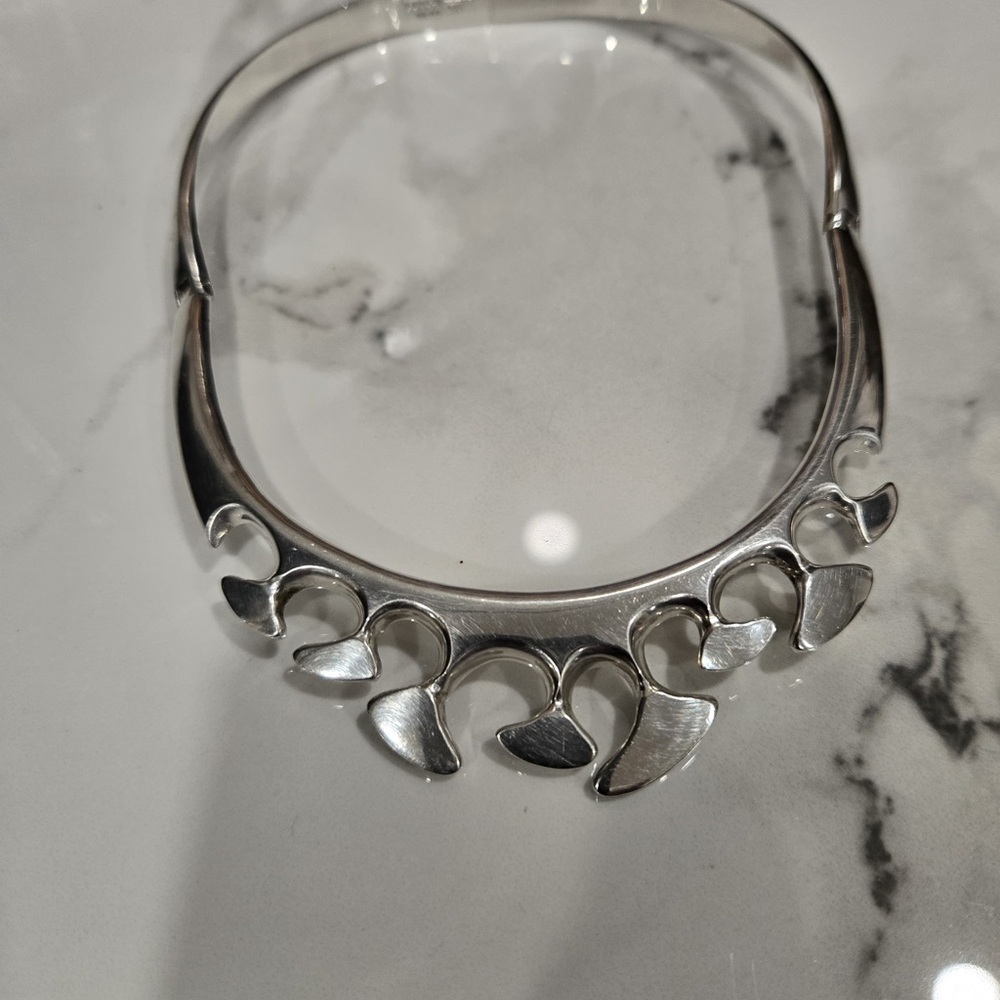 Taxco Mexico Sterling Silver Modernist Collar Choker Necklace 87g